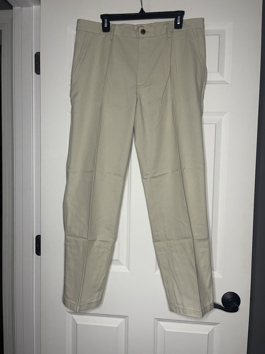 St johns bay easy care classic fit pants 36x30 beige NWT