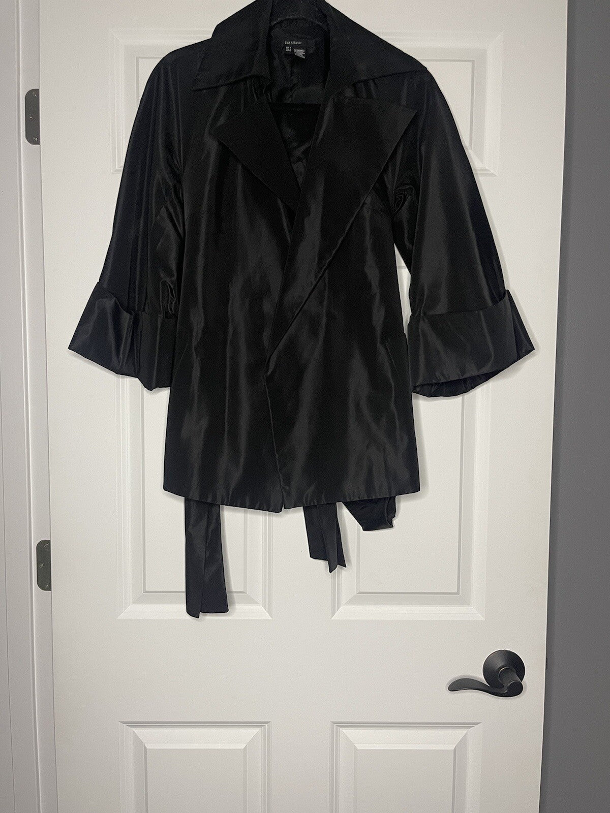 Zara basic coat small black with belt 