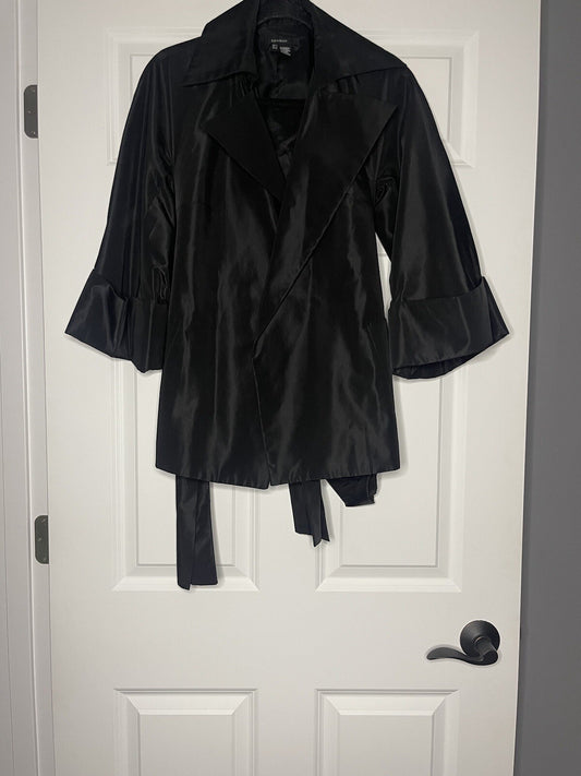 Zara basic coat small black with belt 