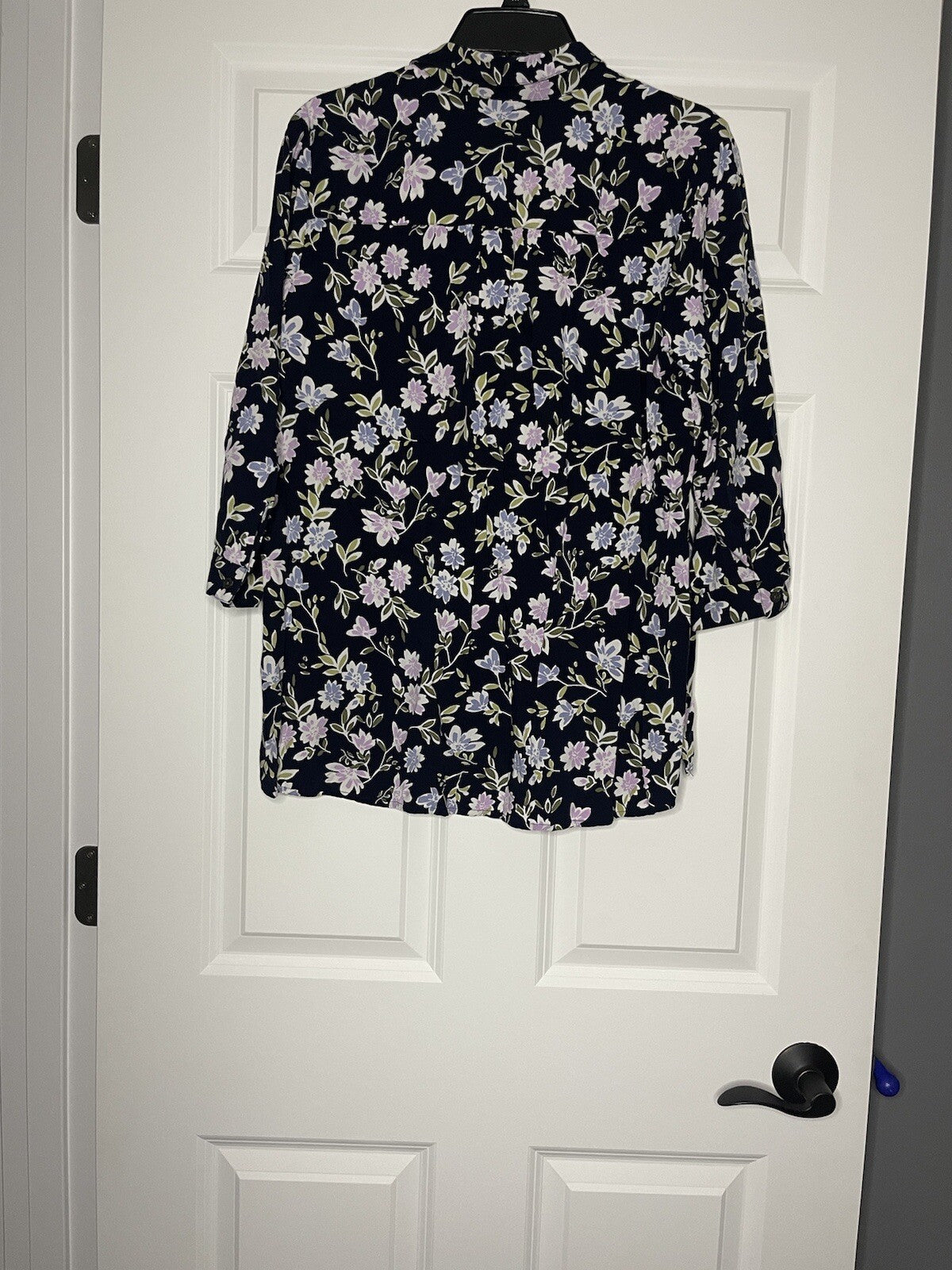 J Jill button up blouse medium navy with multicolor floral 