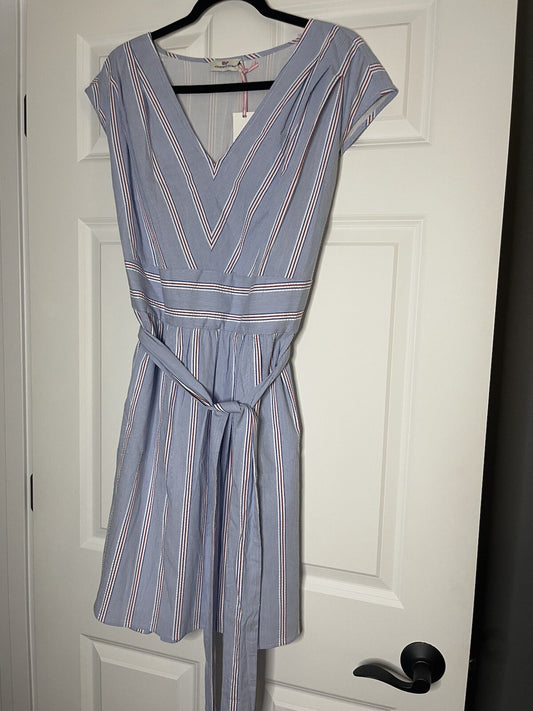 Vineyard Vines Striped Seersucker Tie Dress Size 22 Red White Blue Nwt Msrp 148