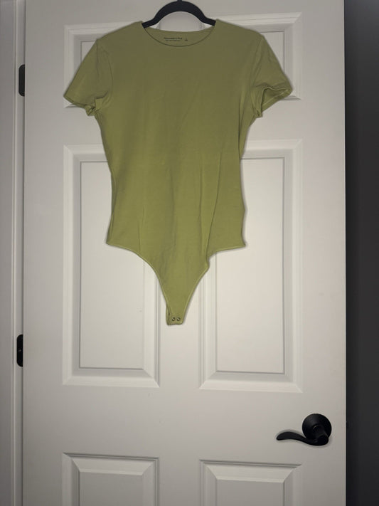 Abercrombie And Fitch Soft AF Collection LargeShort Sleeve Bodysuit Green Nwt 45