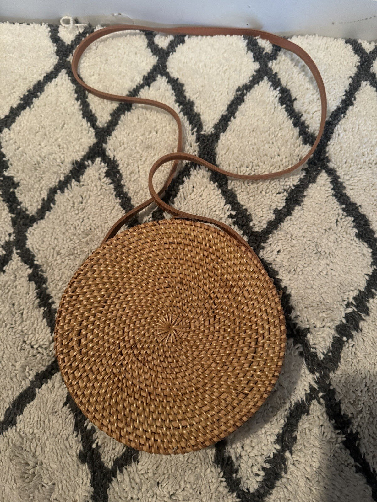 Unbranded Brown Rattan Purse Circle 