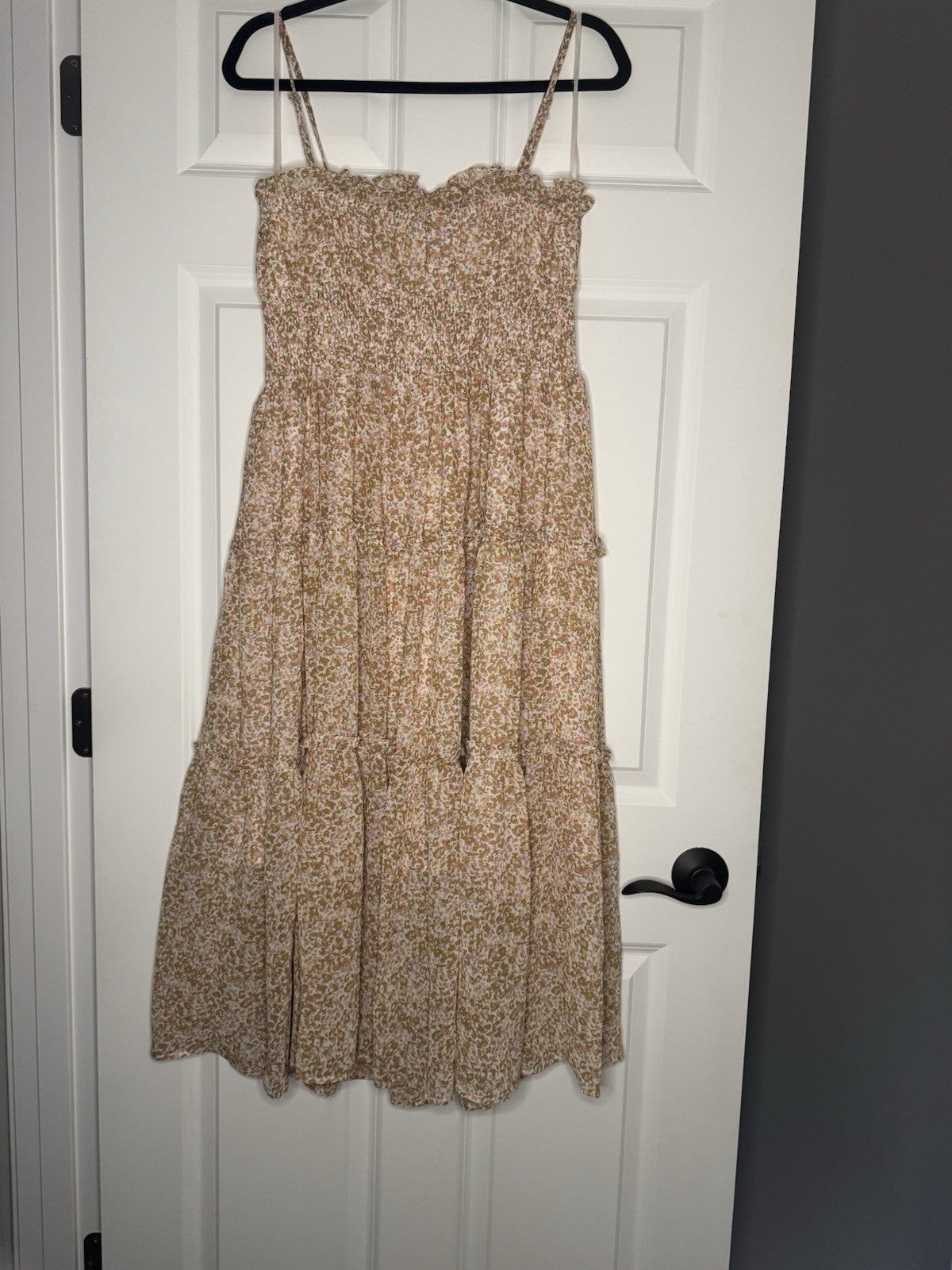 Pinch Sleeveless Dress Large Mustard Pink Lavender Print 