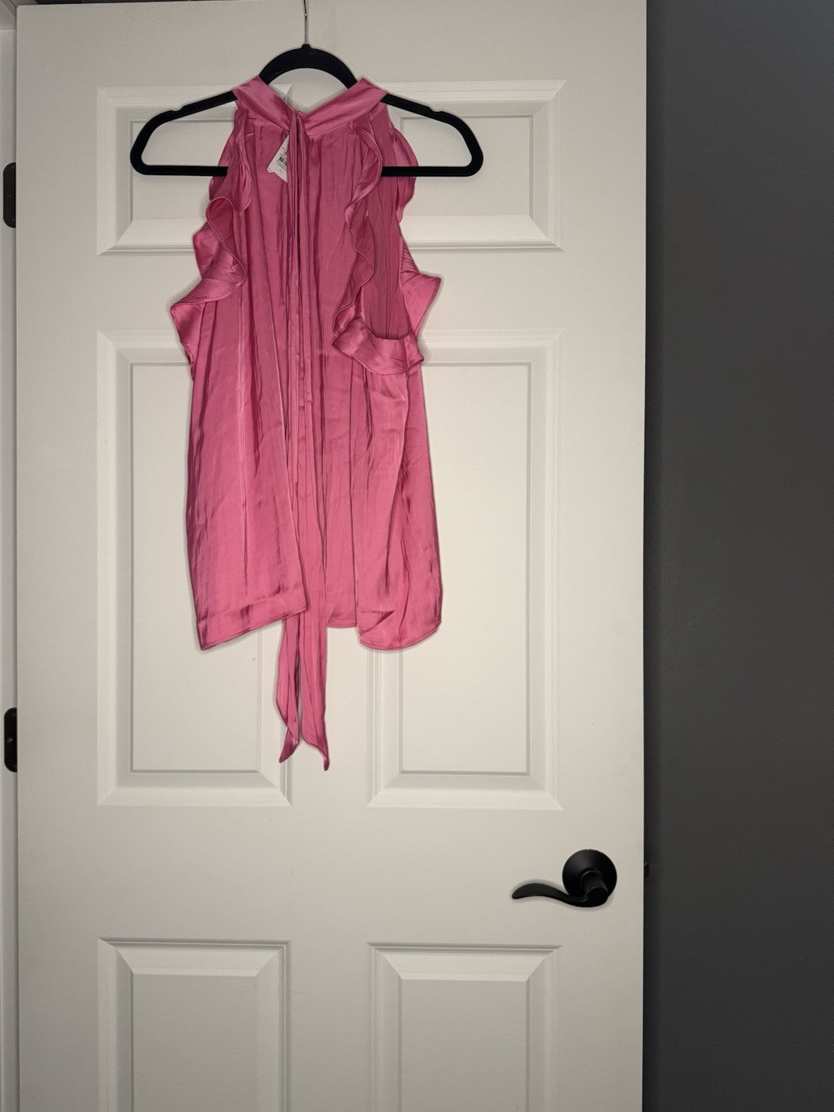 Ann Taylor Sleeveless Ruffle Sleeve Tie Back Blouse Bright Pink Xl Nwt 59.99