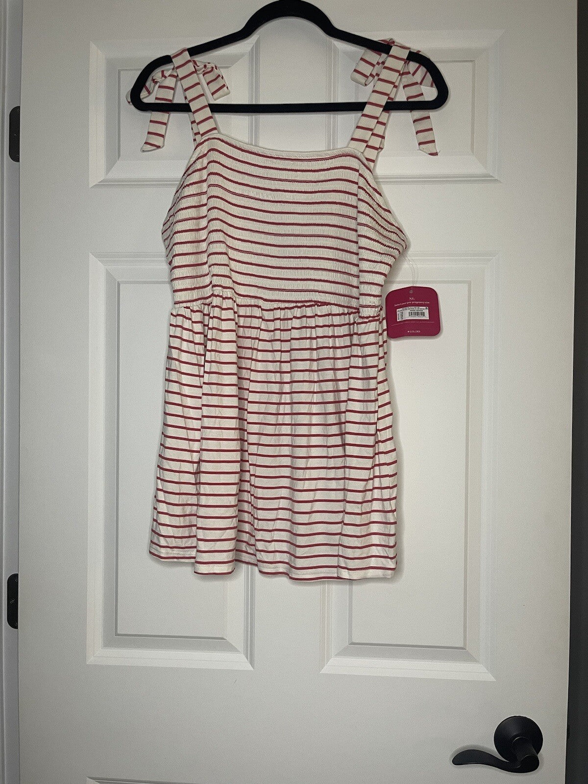 Isabel Maternity Sleeveless Blouse Xl Cream And Pink Striped Nwt 