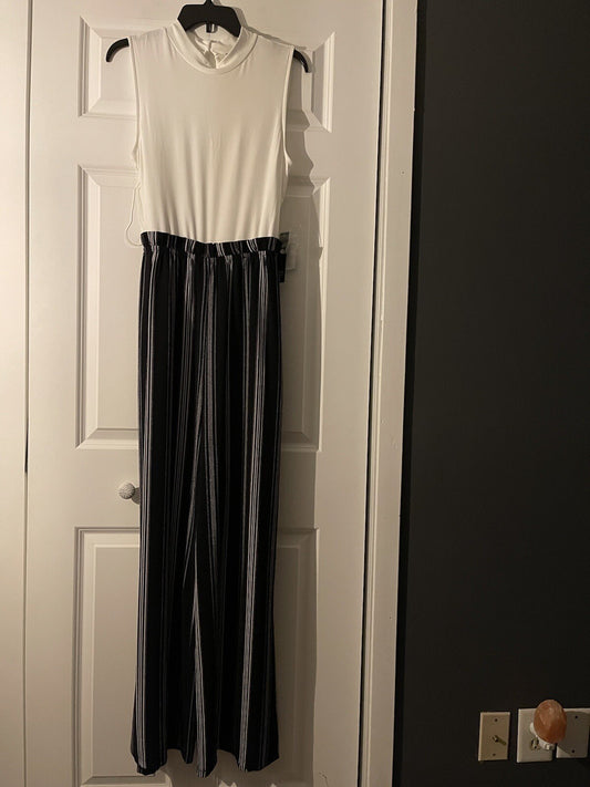As u wish jumpsuit size xl new with tags black and white With Belt