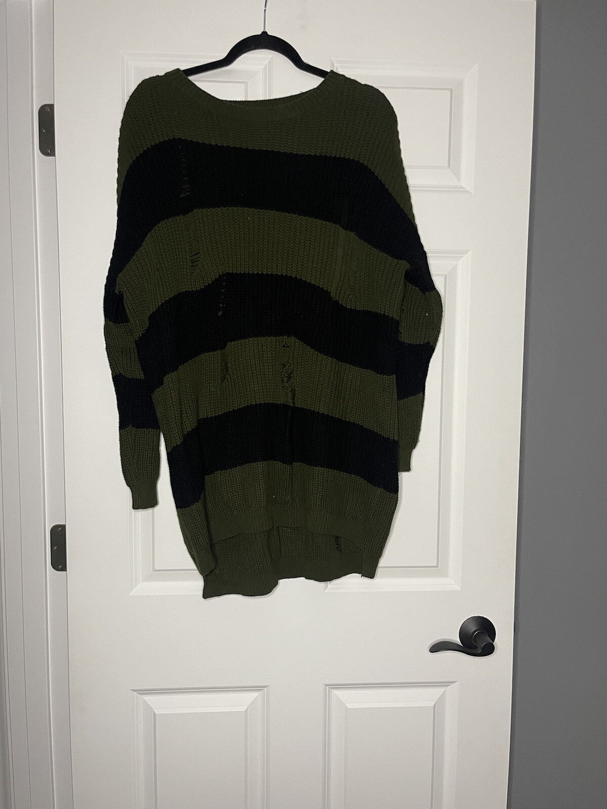 Hyfve sweater dress medium black and green distressed