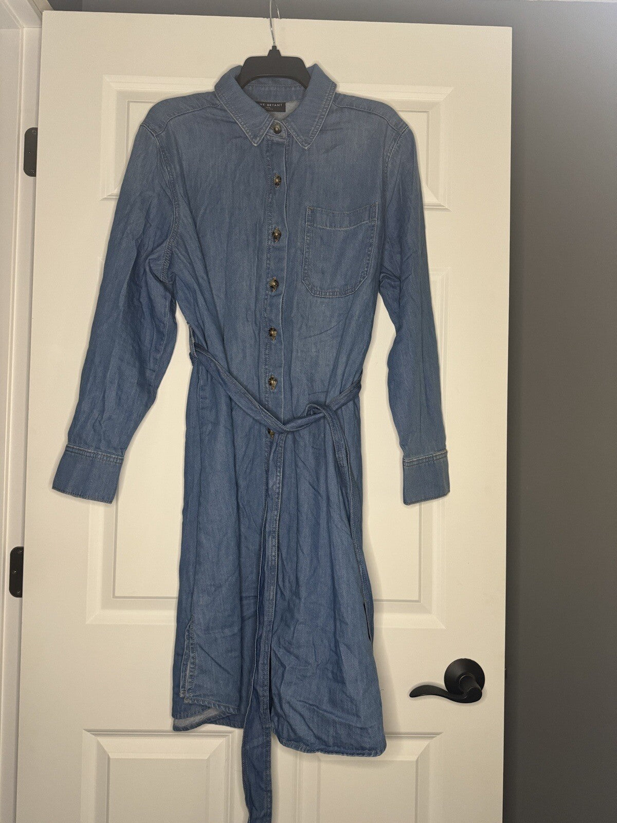 Lane Bryant Button Up Jean Dress W Belt Size 14/16 Blue 