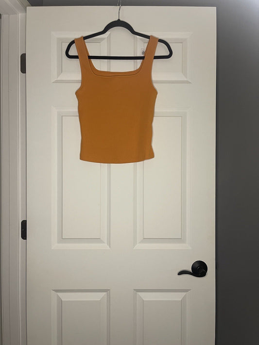 Old Navy Sleeveless Blouse Large Tall Ribbed Orange Nwt