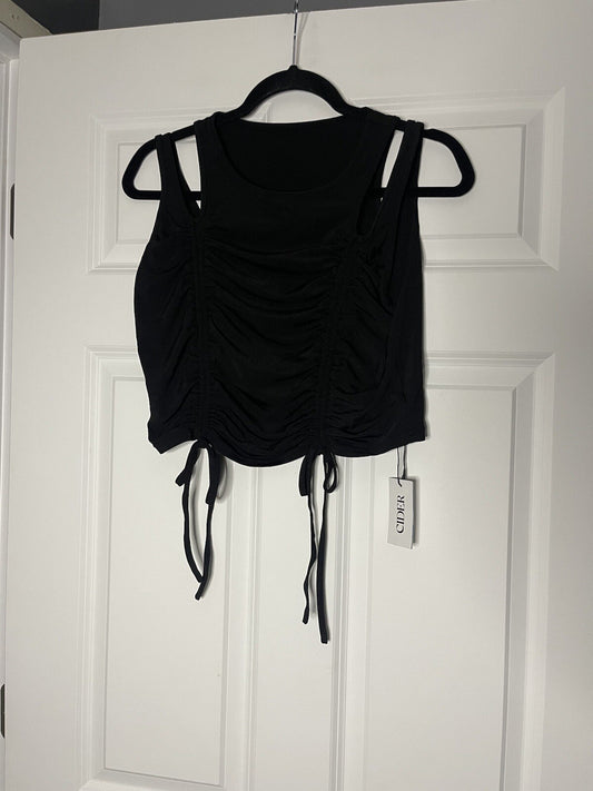 Cider black cropped sleeveless blouse xl NWT