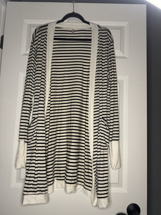 Magic Fit Cardigan Xl White Black Stripe