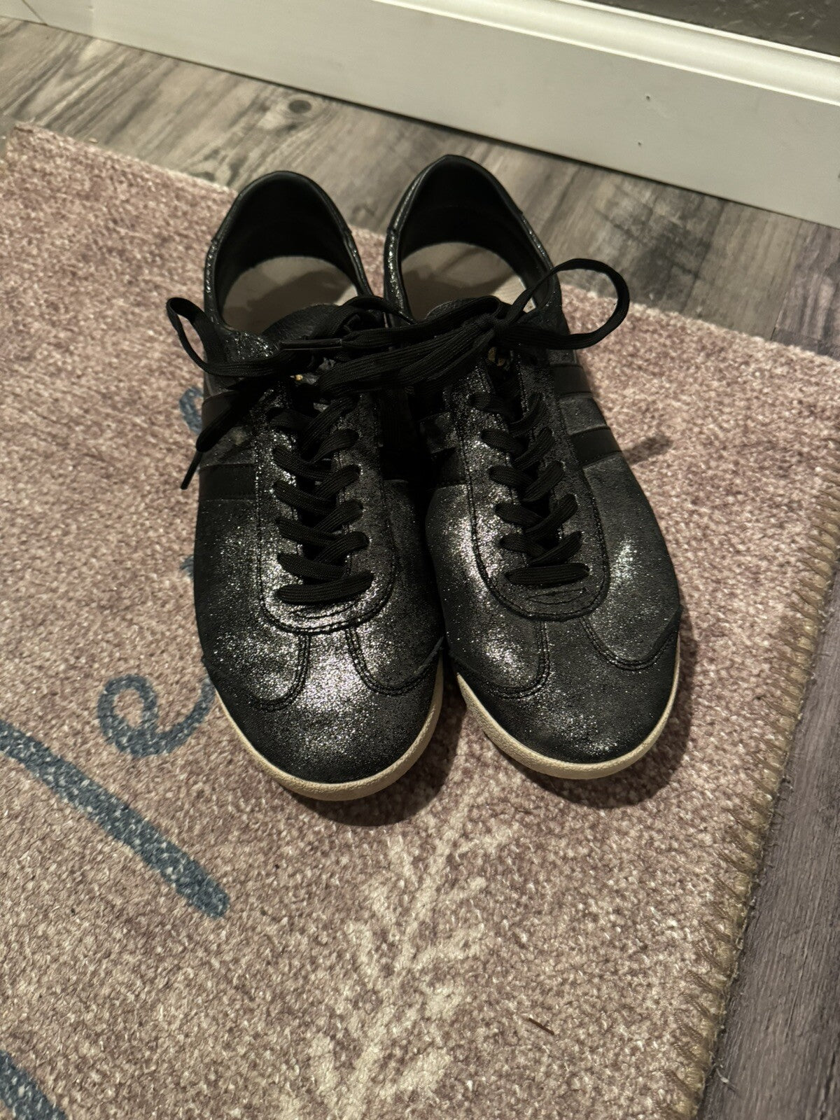 Gola Classic Elan Sneakers Size 9 Black Silver Sparkle