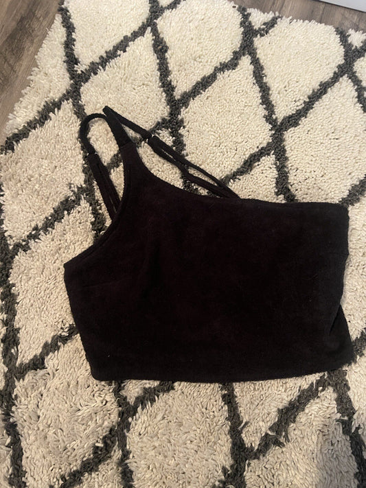 Gilly Hicks One Shoulder Crop Top Black Medium