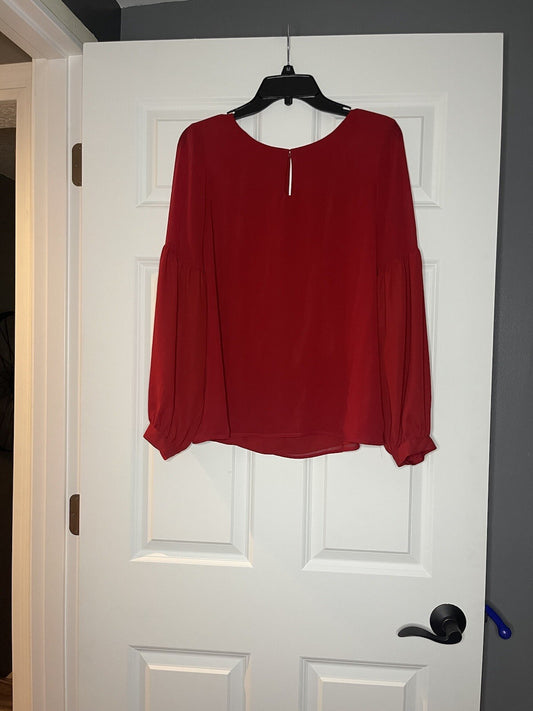 Express long sleeve blouse boho sleeves medium red 