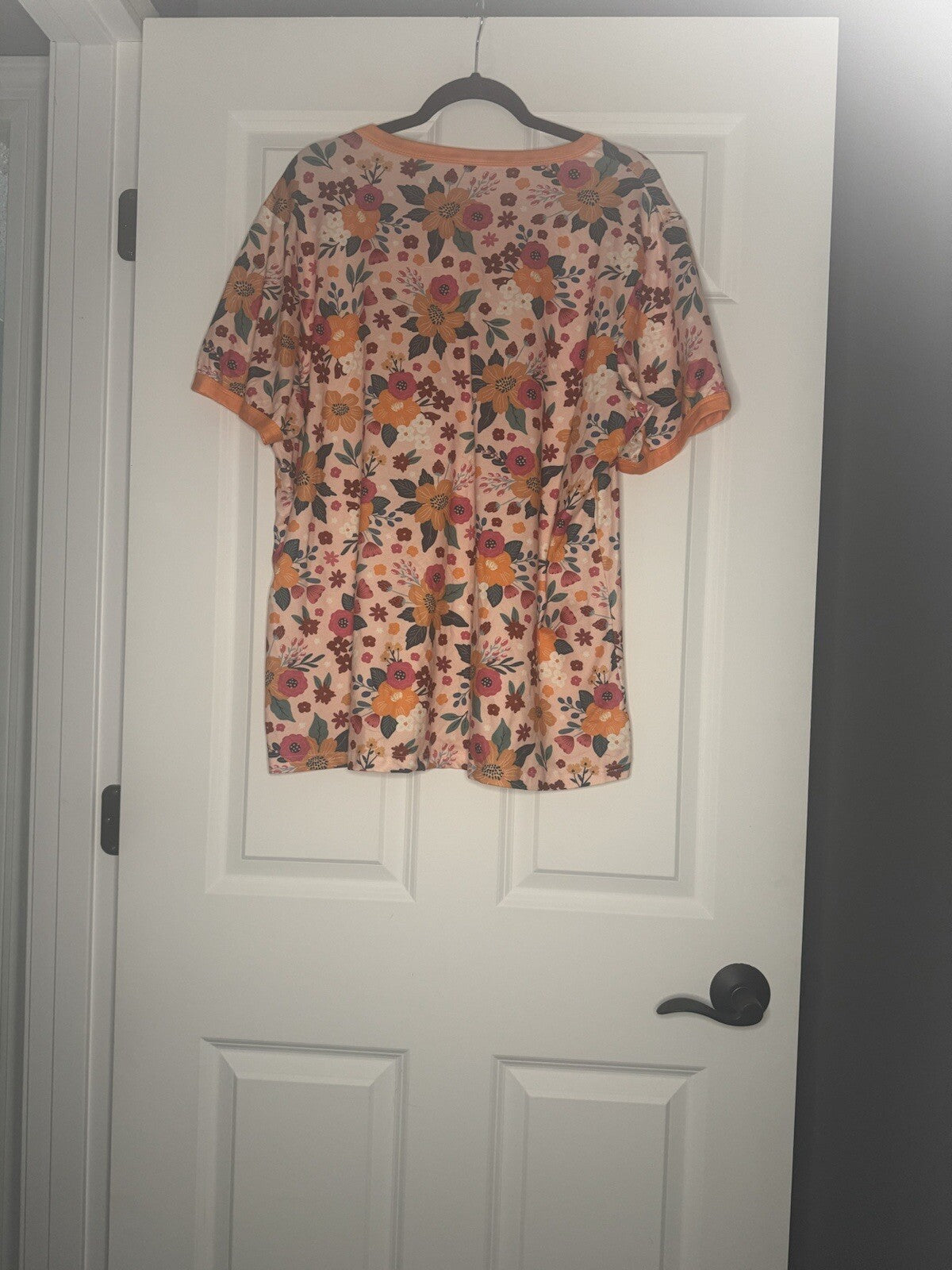 Shirley And Stone 2 Piece Pj Set 2xl Short Sleeve And Pants Pink Orange Multi Fl