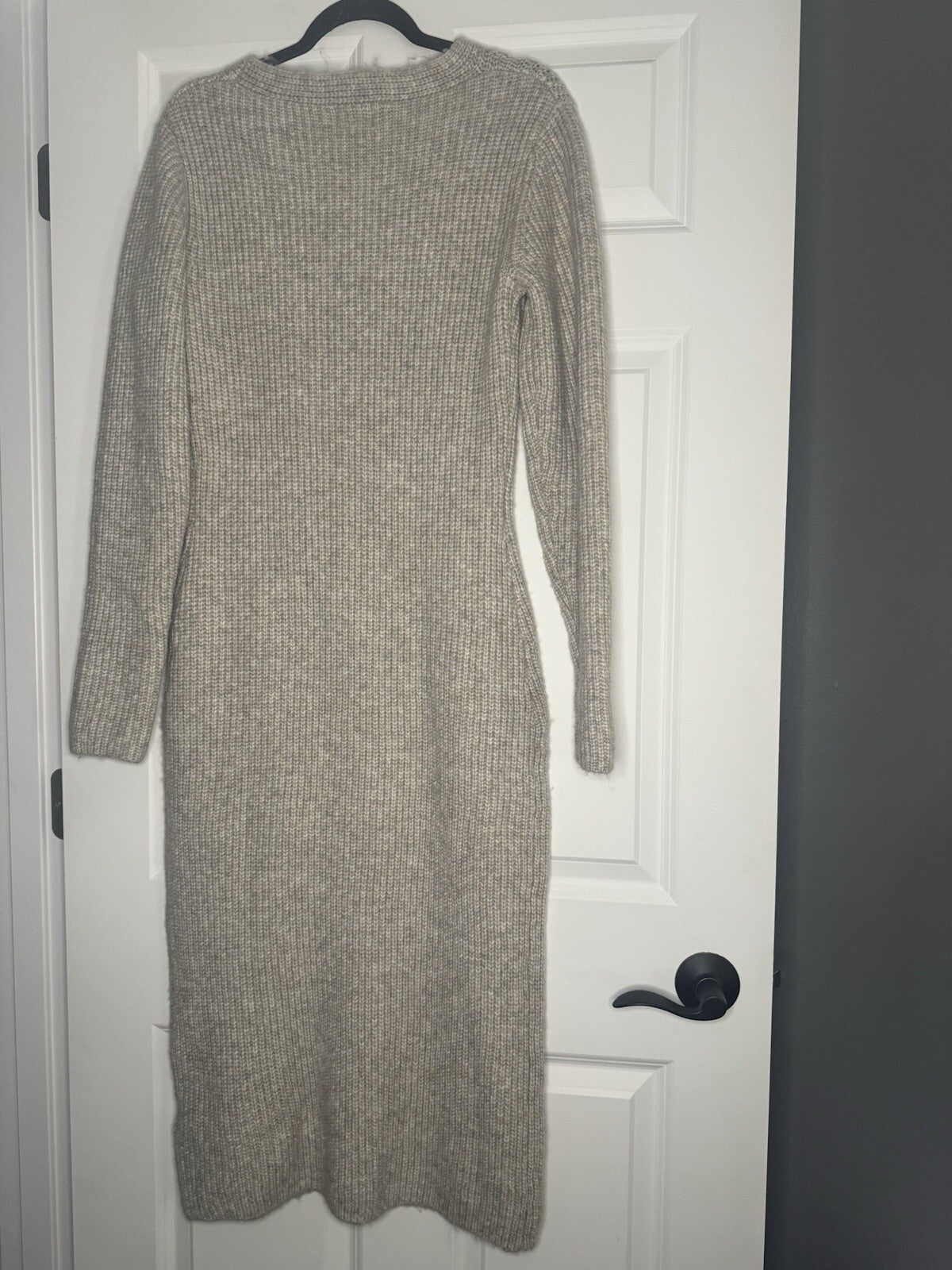 Hm Long Sweater Dress Medium Beige Gray Mix 