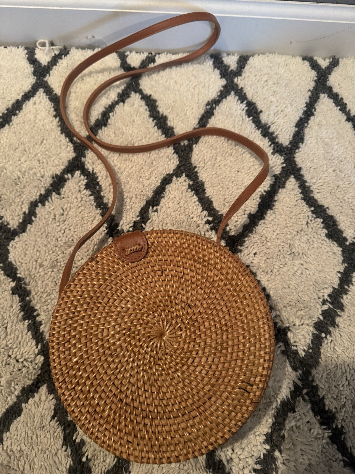 Unbranded Brown Rattan Purse Circle 