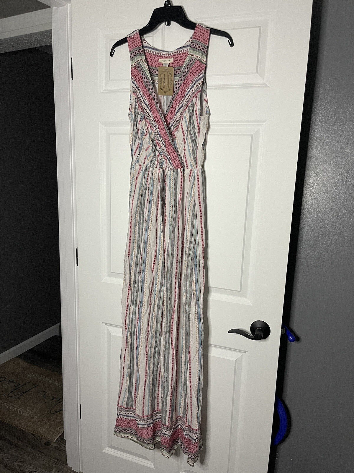 Promesa sleeveless dress medium white blue pink green orange print nwt 