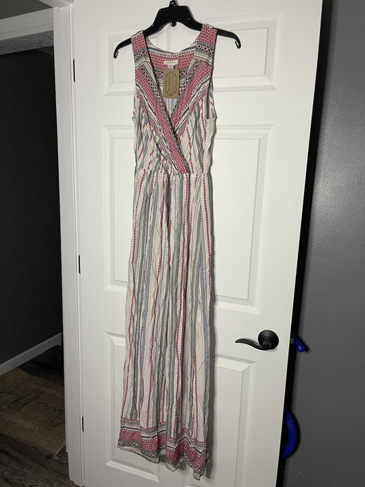 Promesa sleeveless dress medium white blue pink green orange print nwt 