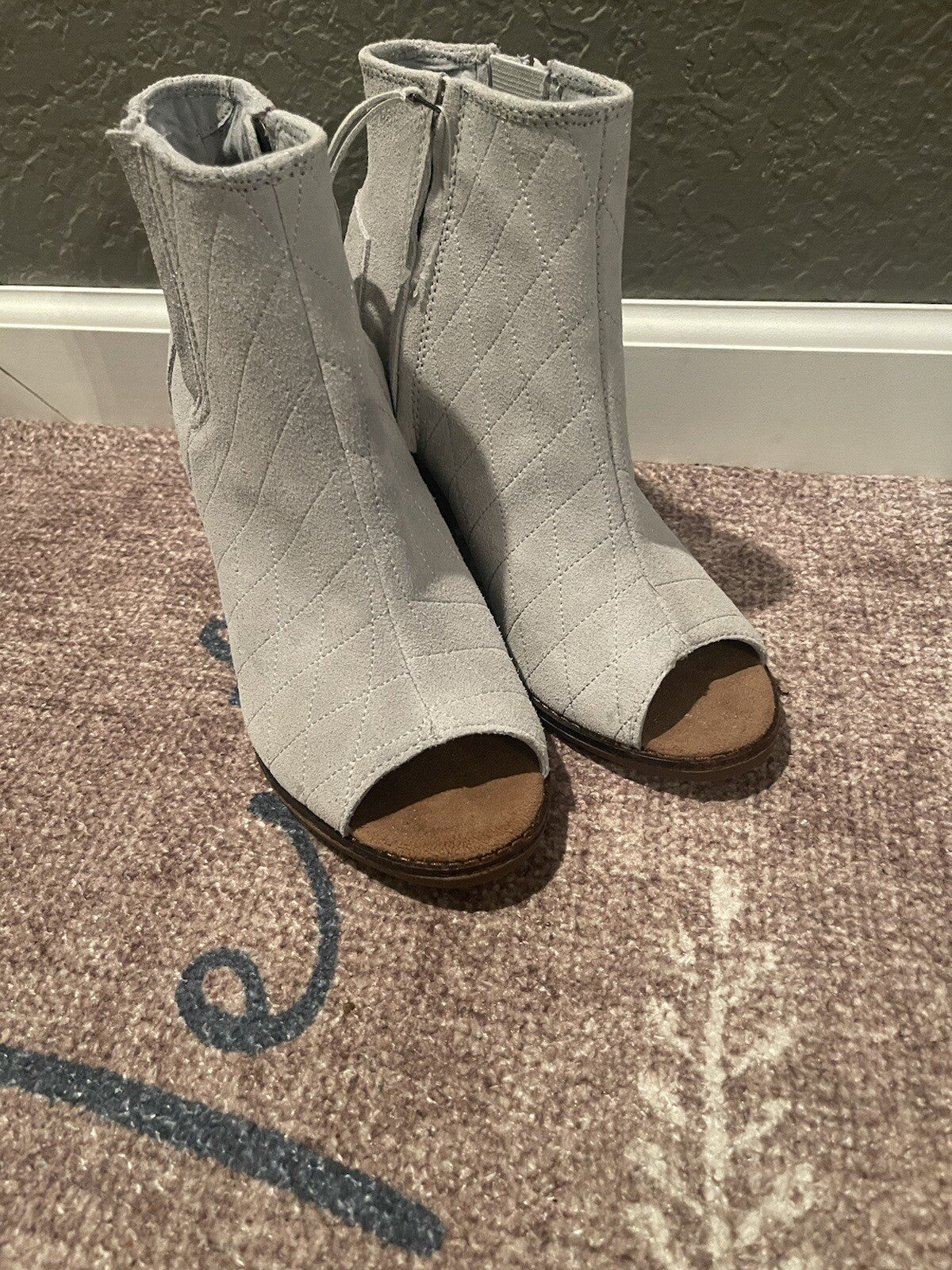 Toms size 8.5 peekboo heels grey brand new