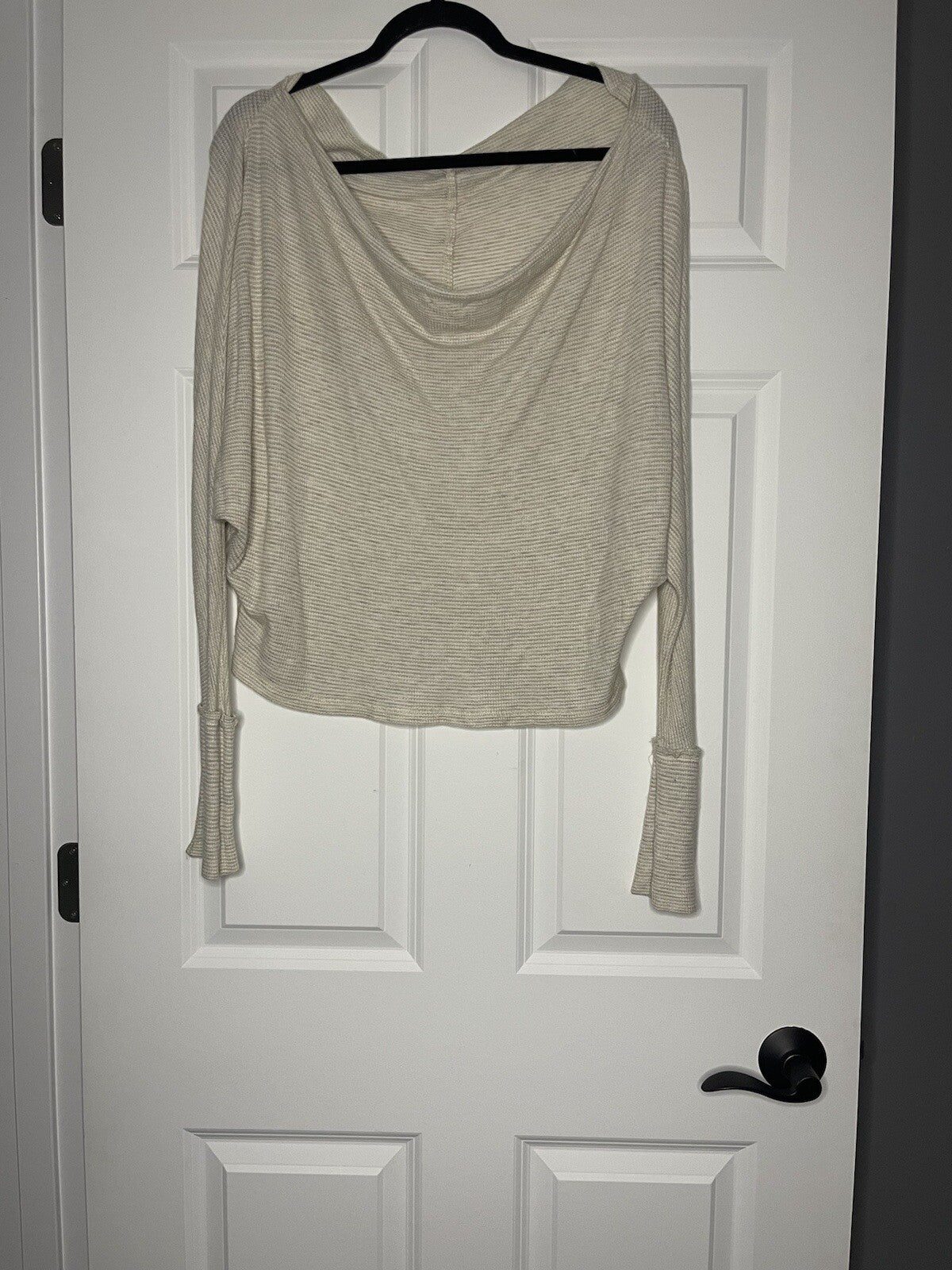 Elan waffle knit blouse small beige