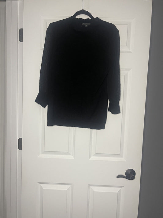 Adrianna papell sweater black with mesh sleeves 3/4 length medium