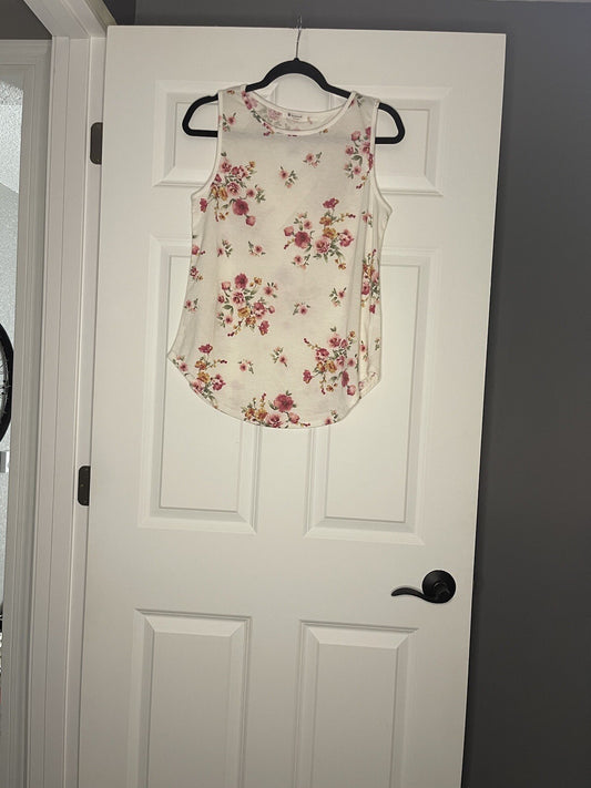 Bombom Sleeveless Noelle Tank Top Small White W Floral Multicolor Nwt 