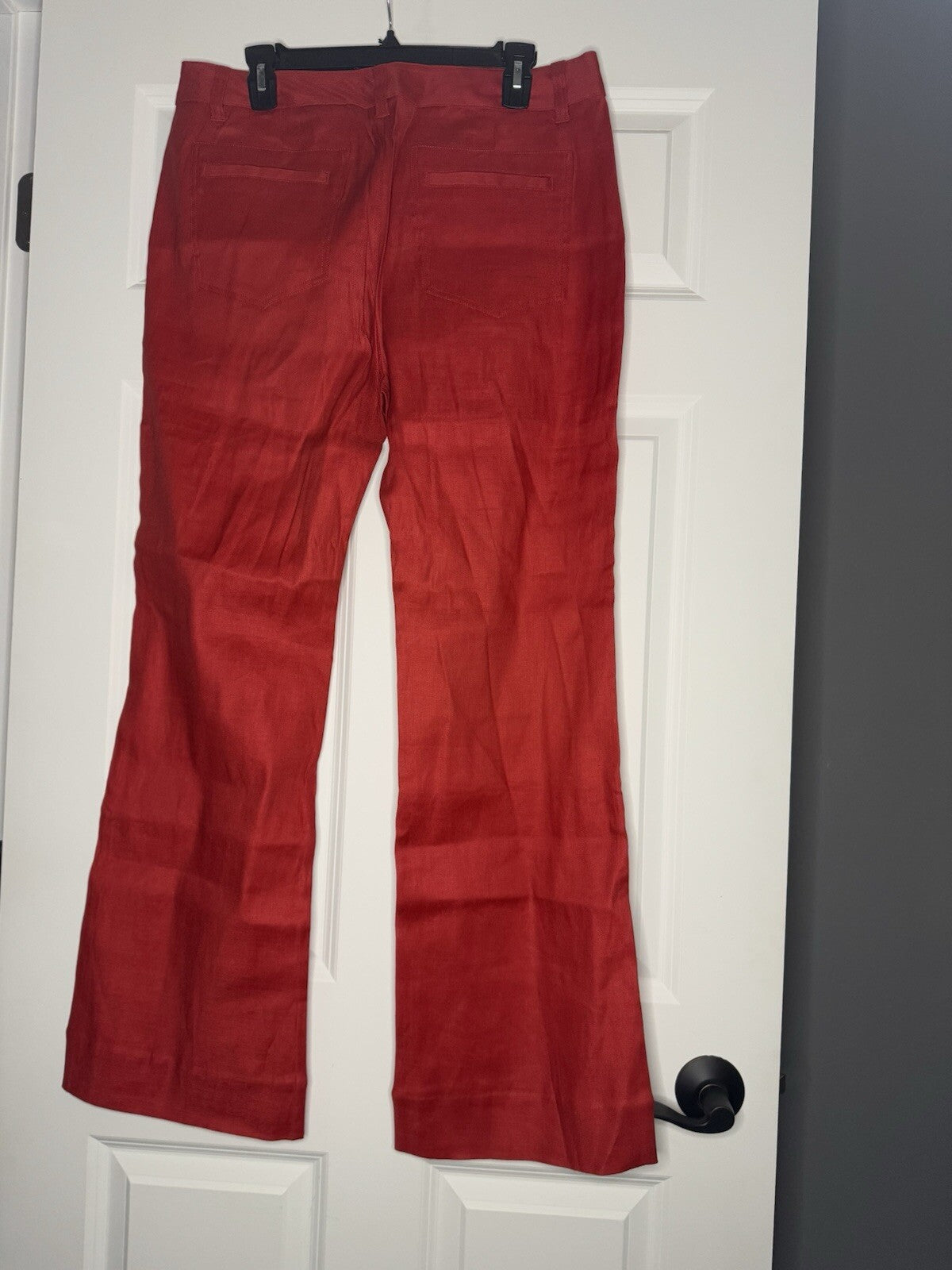 Cabi Slacks Size 12 Red Linen Rayon Spandex