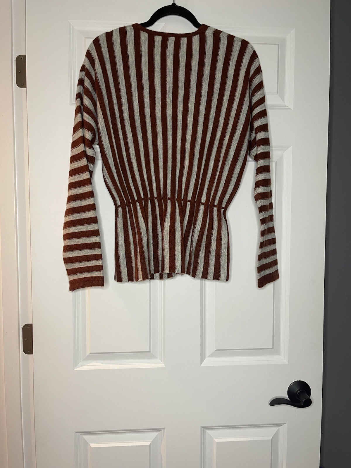 Kerisma cardigan sweater s/m rust and gray stripe 