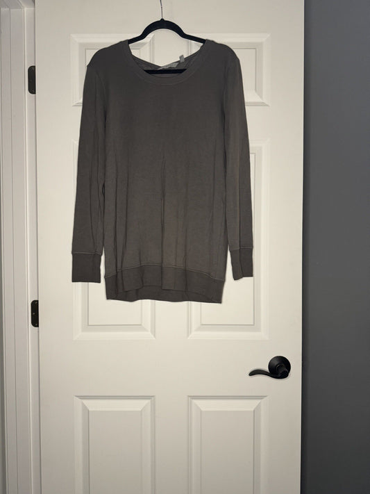 Athleta Crew Neck Sweatshirt  Cross Cross Back Medium Gray