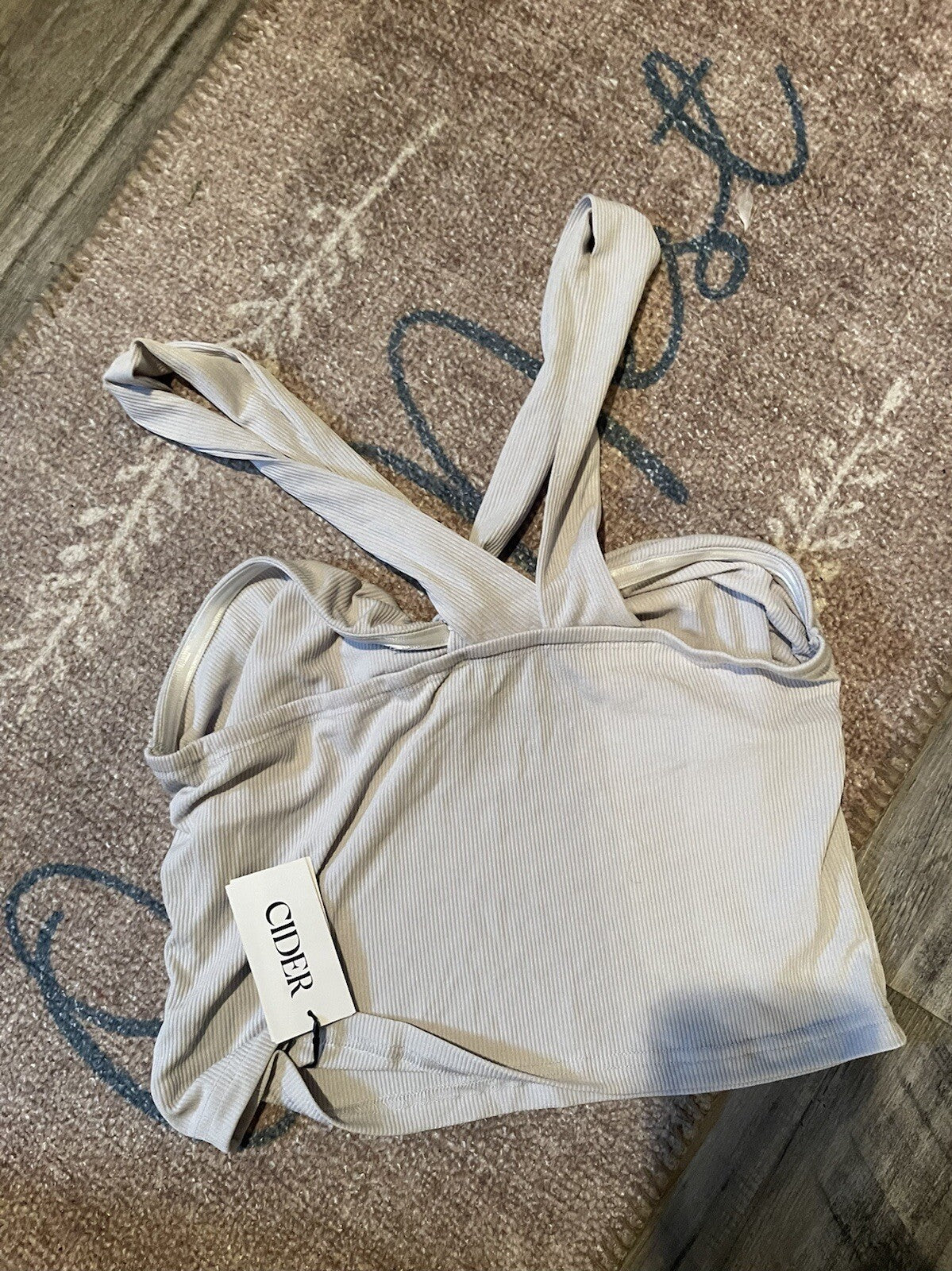 Cider sleeveless crop top ribbed light gray xl NWT 