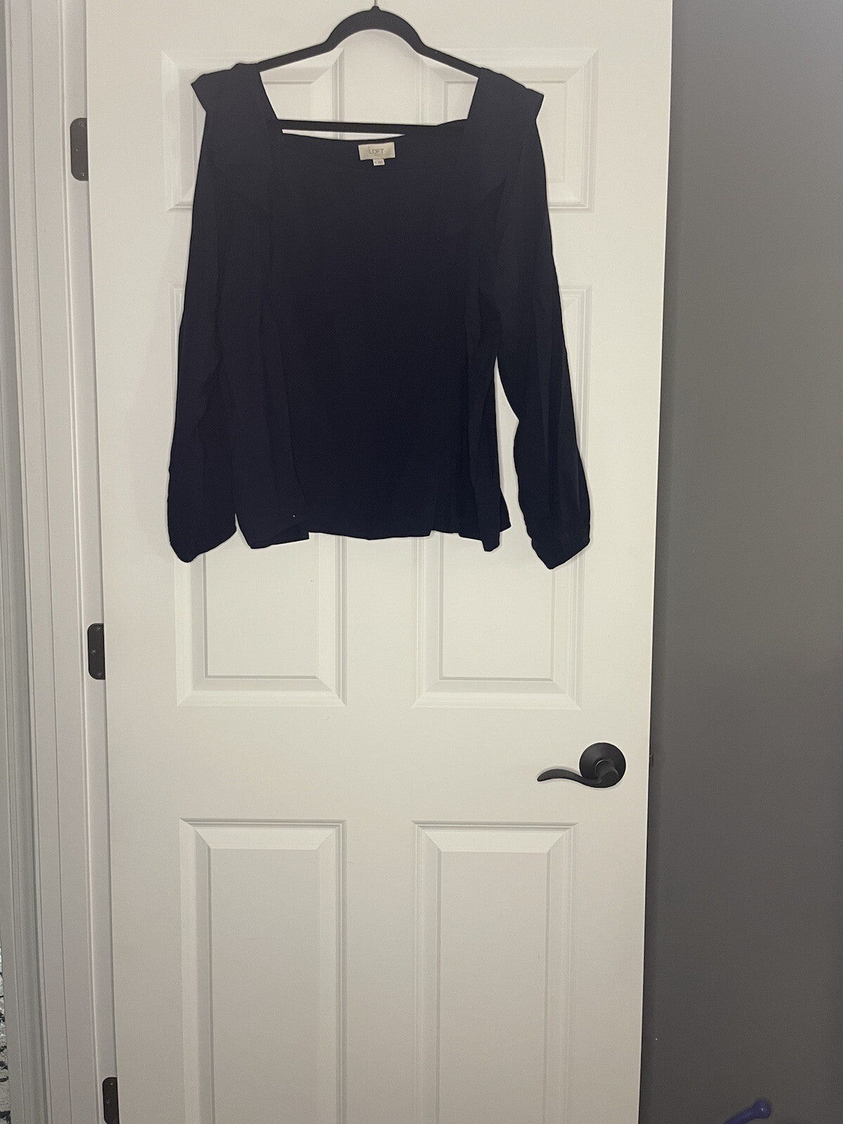 Loft Long Sleeve Ruffle Shoulder Blouse Xl Navy Nwt 