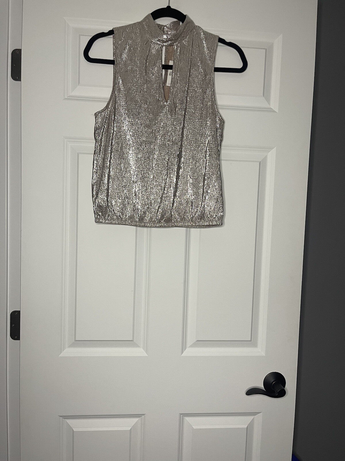 Express sleeveless blouse gold metallic small NWT