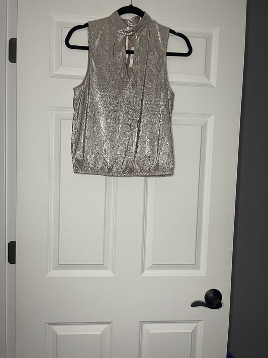 Express sleeveless blouse gold metallic small NWT