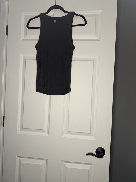 Zenana Ribbed Sleeveless Top Small Gray 