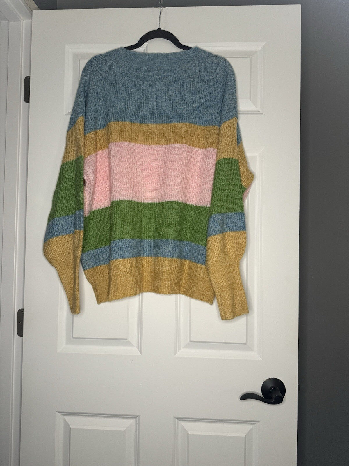 Adora Sweater 1x Blue Tan Green Pink Knit 