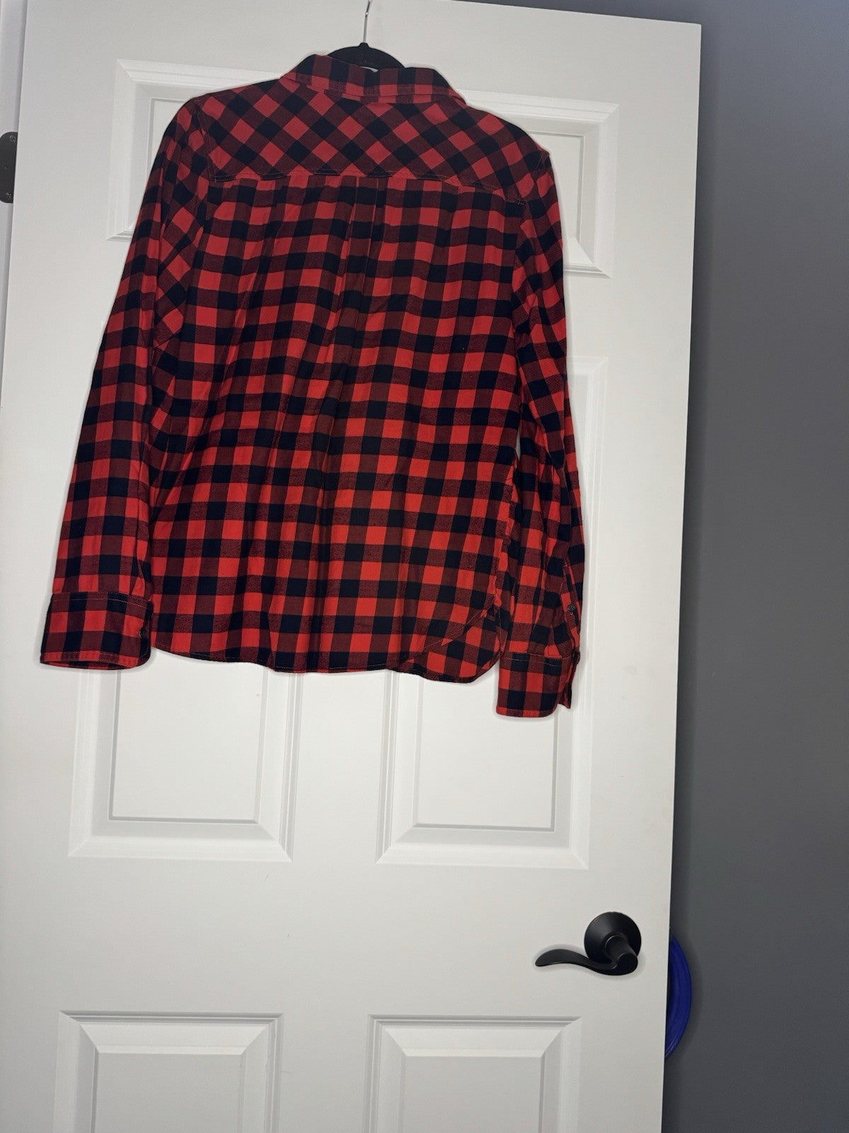 J Crew Perfect Fit Half Button Down Up Long Sleeve Large Red And Navy Checkered 