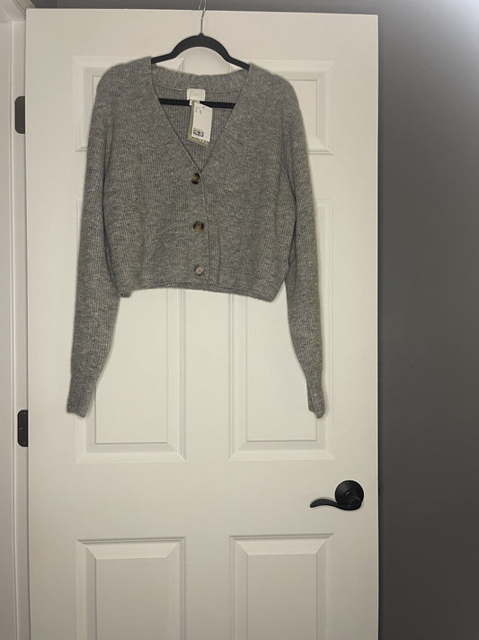 Hm Cardigan Gray White Mix Xl New With Tags