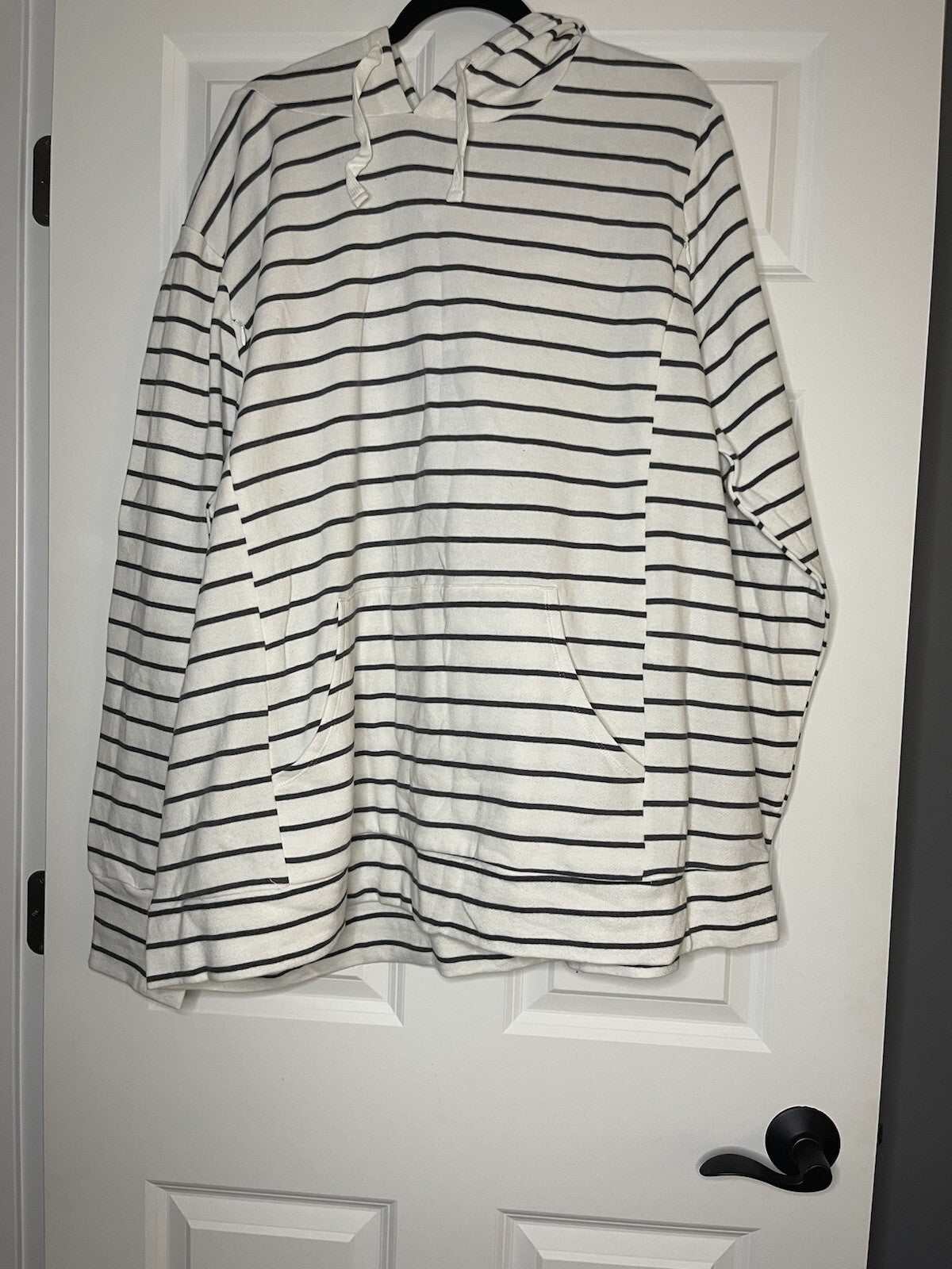 Motherhood maternity nursing sweatshirt hooded 3xl gray white stripe nwt