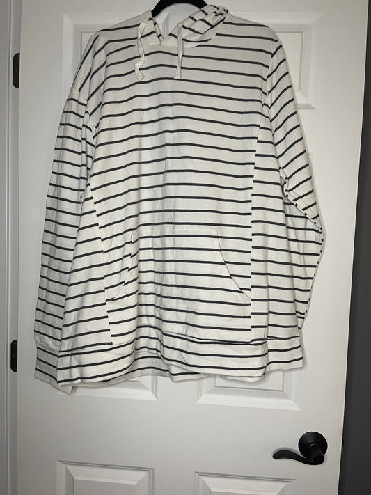 Motherhood maternity nursing sweatshirt hooded 3xl gray white stripe nwt