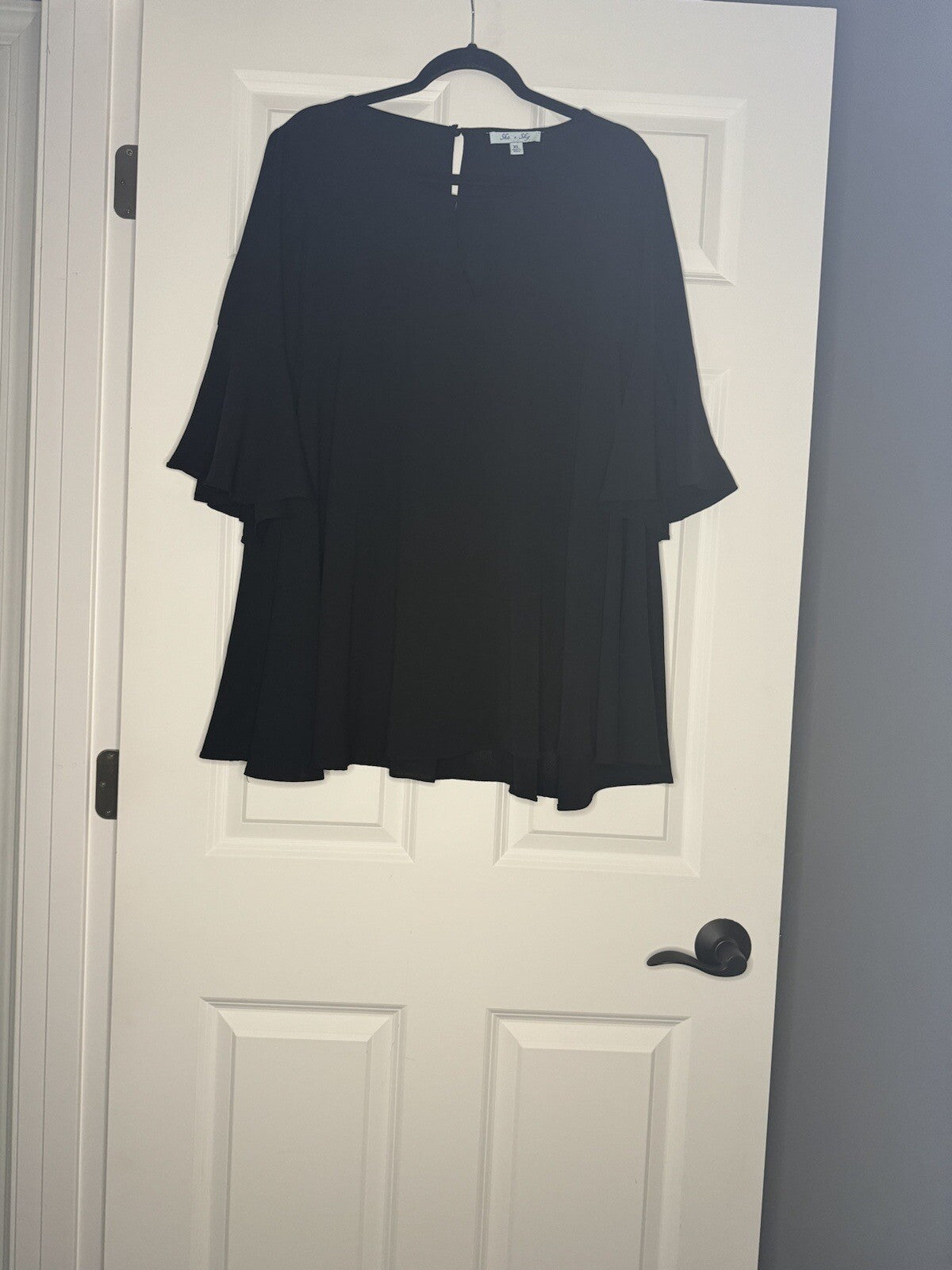 She Sky Short Sleeve Blouse Xl Black 