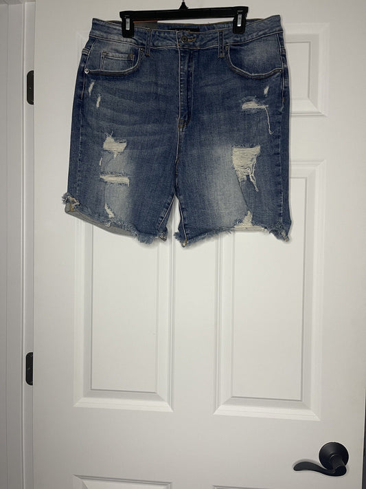 Risen jean shorts izzy distressed cuff denim 2x nwt 