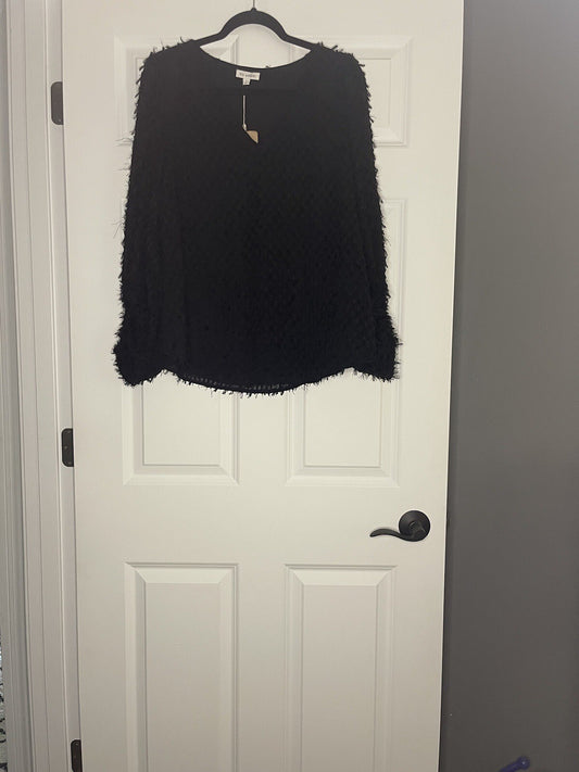 Blu Pepper Long Sleeve Blouse Black A Fringe W Lining New With Tags 
