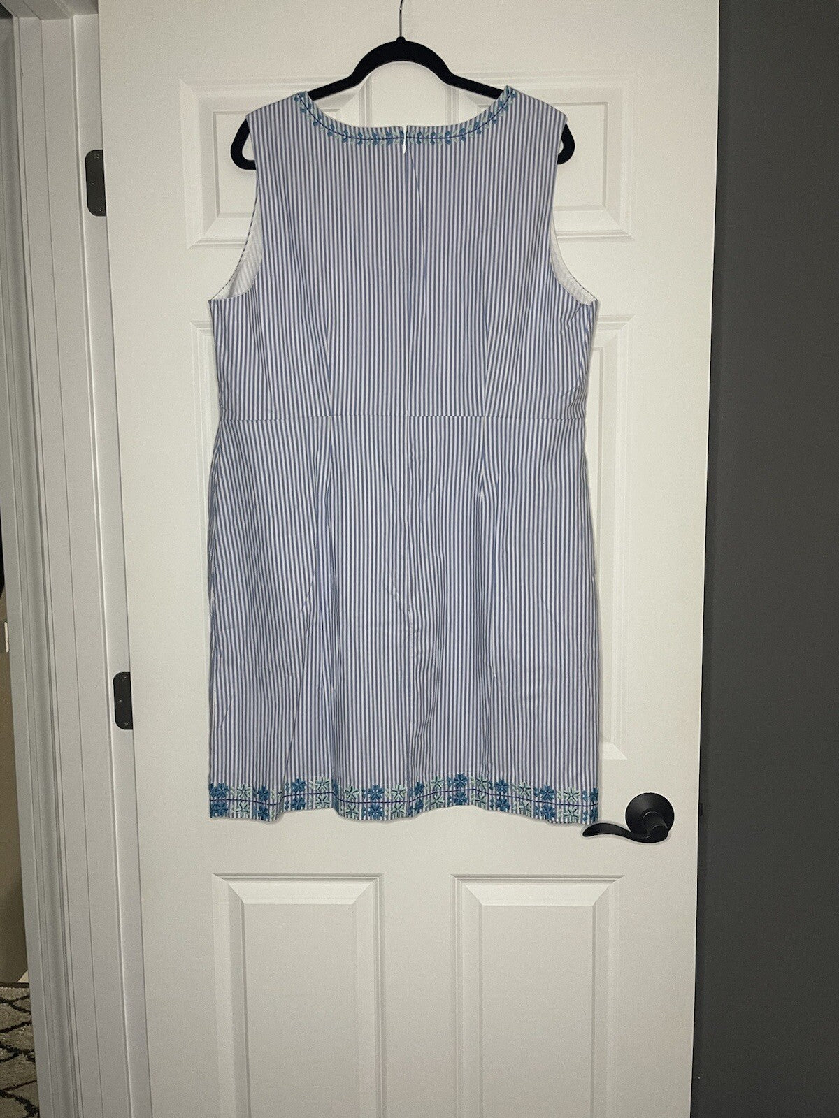 Vineyard Vines Sleeveless Dress Blue White Stripe Floral Stitching Size 20 Nwt  