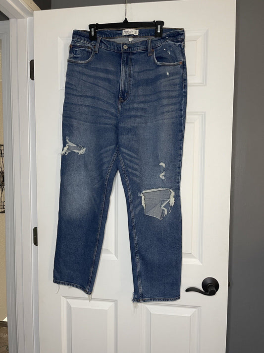 Abercrombie Fitch The Ankle Straight Ultra High Rise Curve Love 33/16 Long 