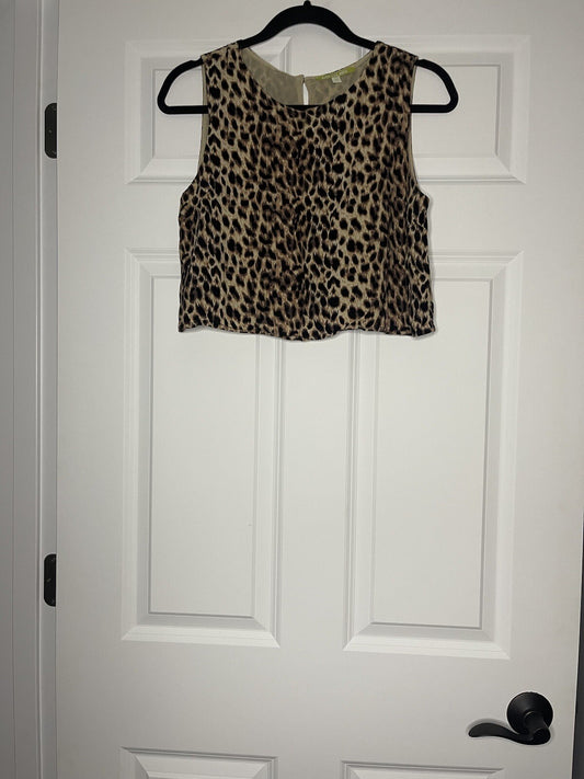 Gianni bini sleeveless crop blouse xs black brown animal print 
