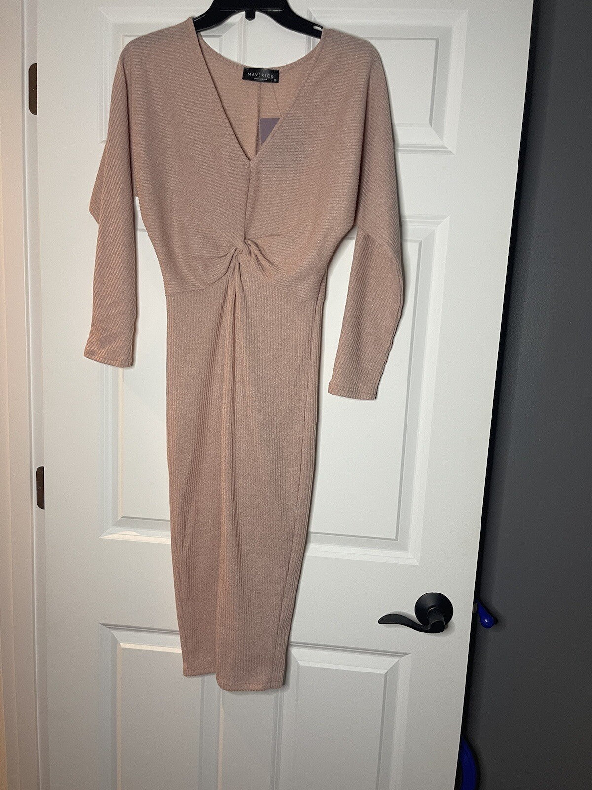 Maverick long sleeve dress ribbed small mauve nwt 
