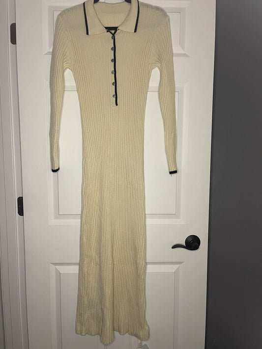 Commense Sweater Dress Xl Cream With Black Trim Ribbed New With Tags