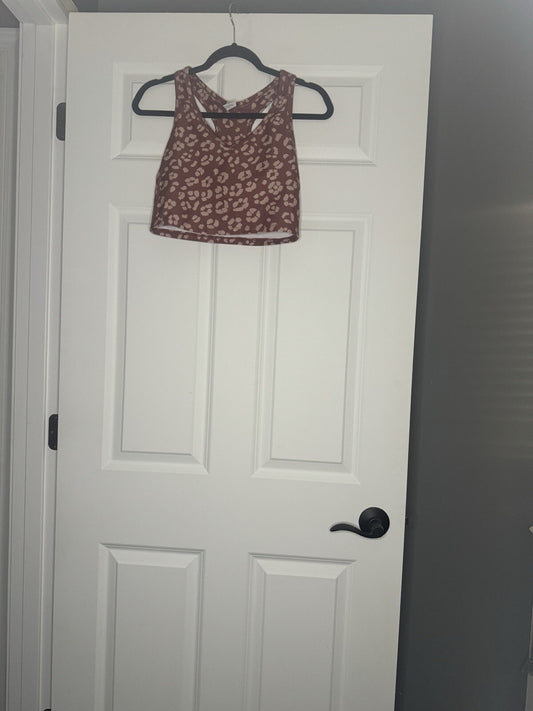 Sage 2 Piece Activewear Outfit Small Bra And Leggings Rust W Beige Print 